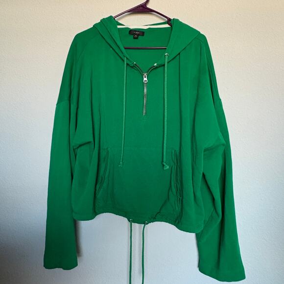 J Crew Magic Rinse Kelly Green Preppy Cotton Hoodie Athlesiure GORPCORE Y2K XL - Picture 2 of 9